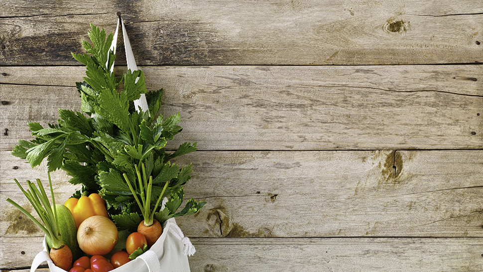 Vegetables in a cotton bag