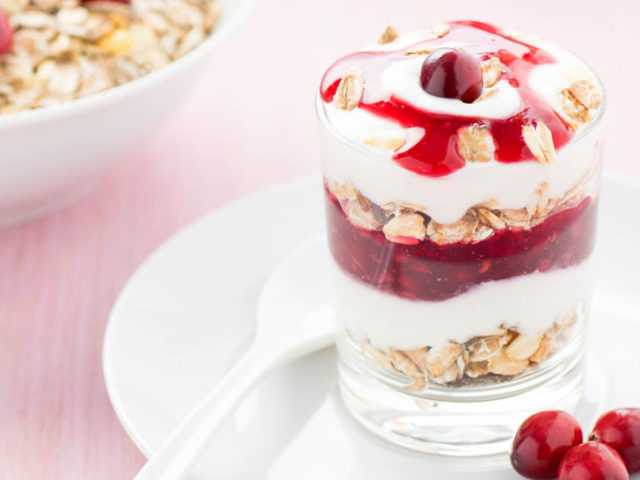 Healthy Dessert with Cereals and Yoghurt