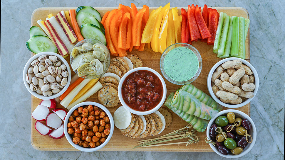 Vegetable Crudites and Dips/ vegetable platter, healthy eating