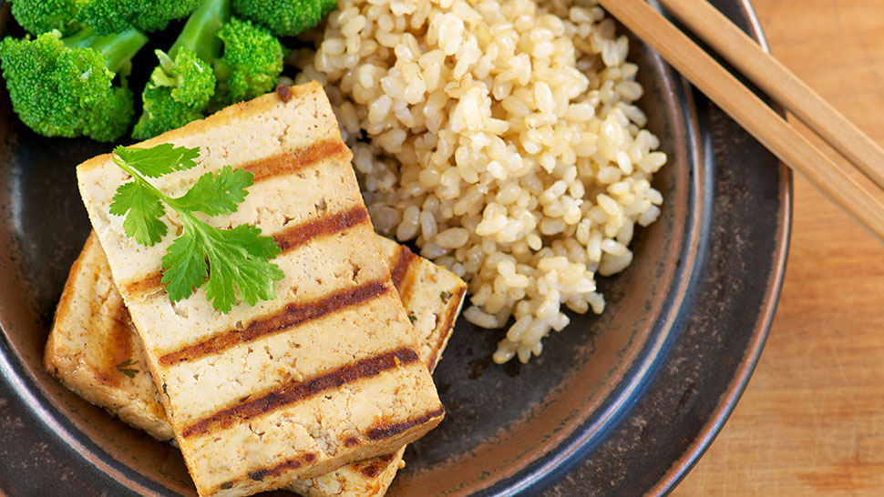 Grilled Marinated Tofu from Above