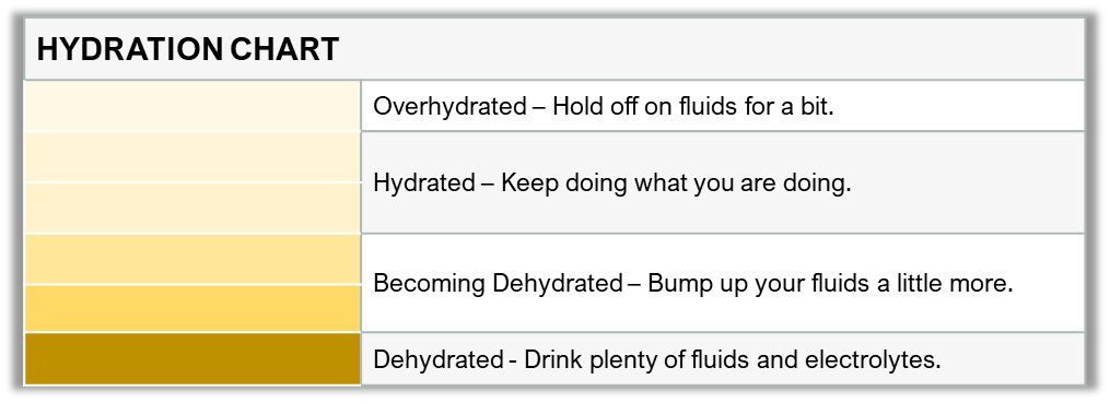 healthy athletes hydration chart