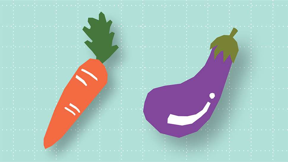 Bright vegetable illustration highlighting plant-forward choices.