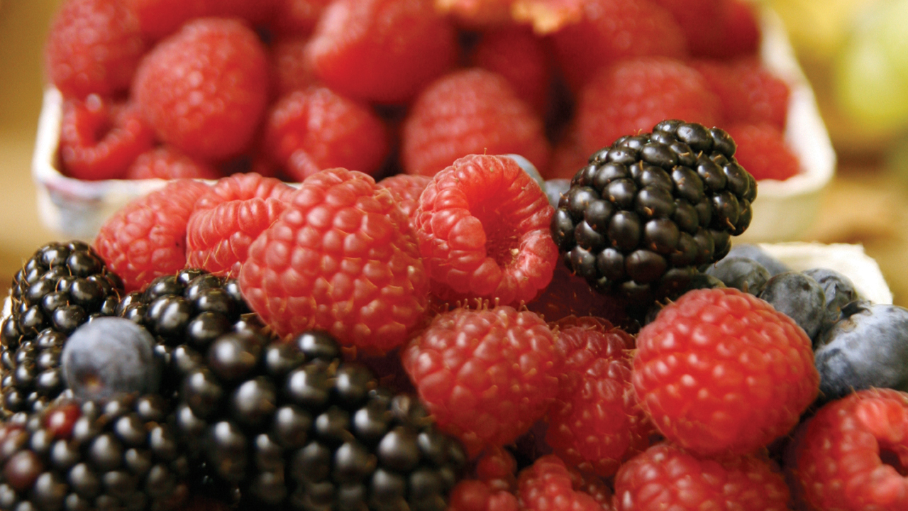 Fresh berries on market